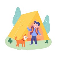  Camping dog outdoors cartoon. AI generated Image by rawpixel.