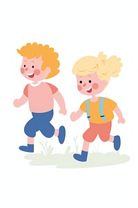  Happy kids walking cartoon child cute. AI generated Image by rawpixel.