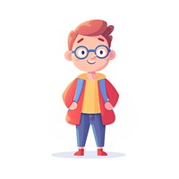  Nerdy boy cartoon cute white background. 