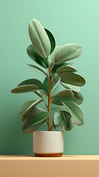  India rubber fig plant green leaf tree. AI generated Image by rawpixel.