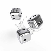 Dice melting dripping silver metal game.
