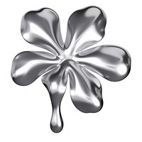 Flower melting dripping silver white white background.