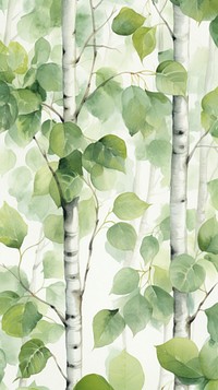  Birch trees leaves plant green leaf. AI generated Image by rawpixel.