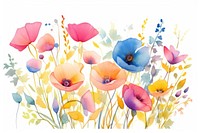 Watercolor illustration of flowers petal plant poppy.
