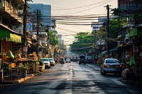 Traffic street in thailand architecture cityscape outdoors.