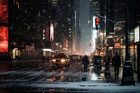 Snow winter in newyork outdoors vehicle street.