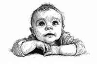 Drawing baby portrait sketch.