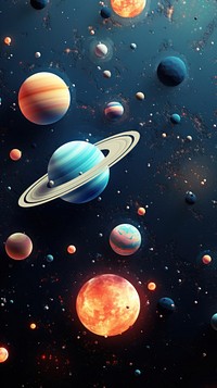  Planets in space pattern planet astronomy universe. AI generated Image by rawpixel.