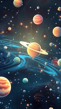  Planets in space pattern planet astronomy universe. AI generated Image by rawpixel.