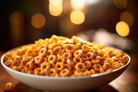 Extreme close up of cereal food bowl spaghetti.
