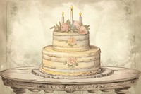 Illustration of birthday cake dessert food celebration.