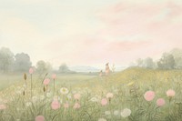Illustration of meadow painting outdoors nature.