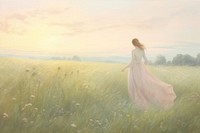 Illustration of meadow painting outdoors nature.