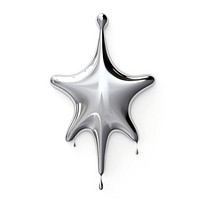 Dripping star silver metal white background.