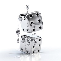 Dripping dice silver metal game.