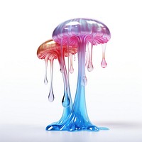 Dripping mushroom jellyfish floating white background.