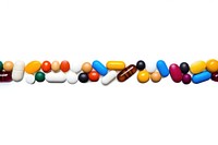 Pills capsule white background copy space.