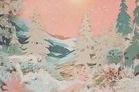 Winter snowland craft collage art backgrounds nature.