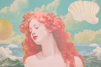 Birth of venus craft collage painting portrait adult.