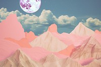 Moon floating mountain craft collage landscape astronomy outdoors.
