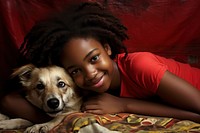 African American teenage pet portrait mammal.
