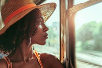 African American portrait travel summer.