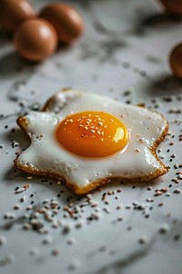 Fried egg with shape food breakfast freshness.