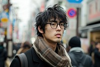 Japan fashionista portrait glasses street.