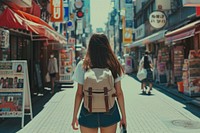 Japan teenage street walking city.