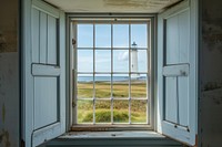 Window see lighthouse deterioration architecture tranquility.