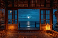 Window see ocean night architecture astronomy.