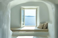 Window see santorini room architecture tranquility.