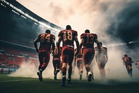 Professional football players teamwork running sports. AI generated Image by rawpixel.