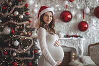 Pregnant woman in christmas day adult anticipation celebration. AI generated Image by rawpixel.