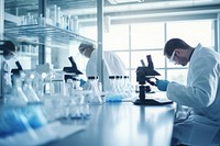 Scientists working in white lab laboratory adult biotechnology. AI generated Image by rawpixel.