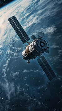  Satellite in space astronomy vehicle transportation. AI generated Image by rawpixel.