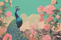 Peacock craft collage art painting animal.
