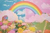 Rainbow craft collage art backgrounds outdoors.