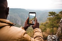 Elder african american man landscape forest travel.