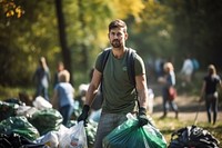 Man volunteering garbage adult man.