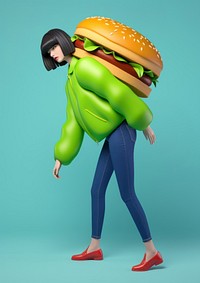 Woman with burger fashion cartoon adult. AI generated Image by rawpixel.