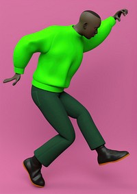 Black man with skinhead footwear dancing cartoon. AI generated Image by rawpixel.