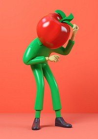 Man with tomato cartoon red vibrant color. AI generated Image by rawpixel.
