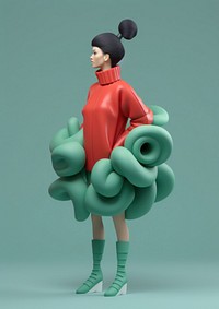 A serene figure with camp fashion cartoon adult. AI generated Image by rawpixel.