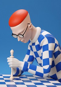 A white man playing chess cartoon adult game. AI generated Image by rawpixel.