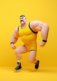 A man playing gym wrestling cartoon sports. AI generated Image by rawpixel.