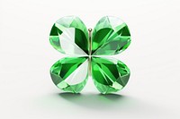 Clover leaf shape gemstone jewelry emerald white background.