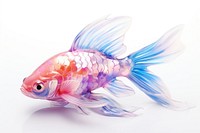 Crystal fish pastel goldfish animal white background.