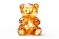 Teddy bear shape gemstone toy white background representation.