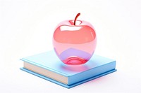 Apple on a book fruit glass white background.